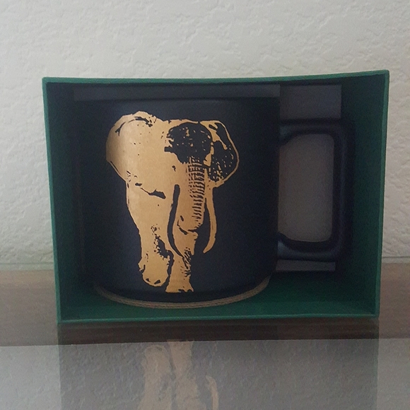 Starbucks 2016 matte black and gold ceramic Kenya elephant cup mug 14oz - Picture 5 of 8
